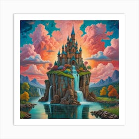 Enchanted Heights The Castle Of Cascading Waters (5) Art Print