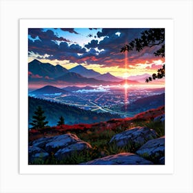 Sunset Over A City Art Print