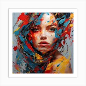 Woman With Colorful Hair Art Print