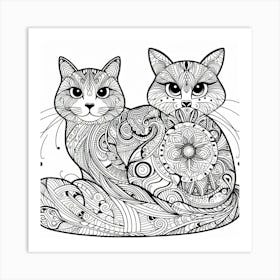 Cat Coloring Pages Art Print