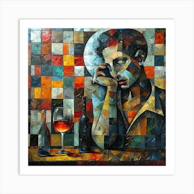 Woman With A Glass Of Wine 1 Art Print