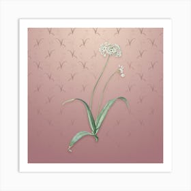 Vintage Spring Garlic Botanical on Dusty Pink Pattern n.0364 Art Print