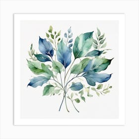 Fan of green-blue transparent leaves 3 Art Print