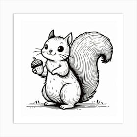 Line Art squirrel 2 Art Print