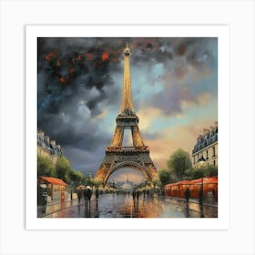 Eiffel Tower Paris Starry Night Art Print