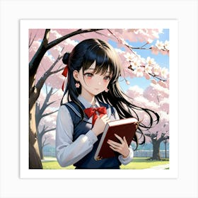 Cherry Blossom Schoolyard Art Print