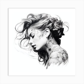 Tattooed Woman 1 Art Print