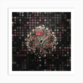 Vintage Guernsey Lily Flower Wreath on Dot Bokeh Pattern Art Print