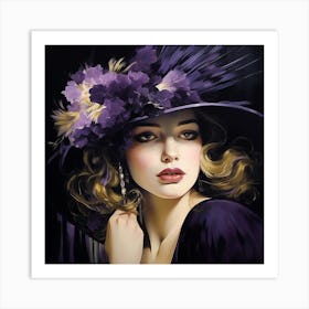 Lady In Purple Hat Art Print