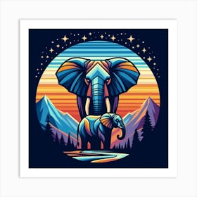 Majestic Elephants In The Sky Art Print