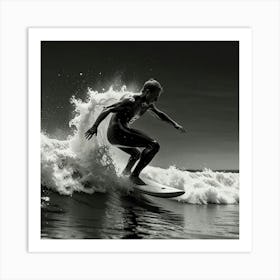 Black And White Surfer 8 Art Print