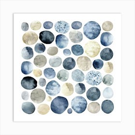 Blue Watercolor Circles 7 Art Print