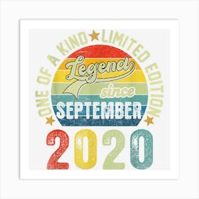 2nd Birthday 2 Years Old Gifts Legend Since September 2020 Art Print