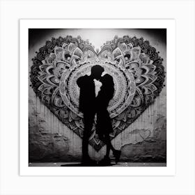 Couple Kissing In A Heart Art Print