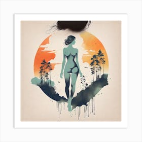 Woman In The Forest 1 Art Print