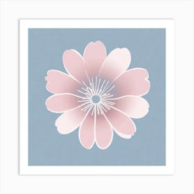 A White And Pink Flower In Minimalist Style Square Composition 265 Art Print