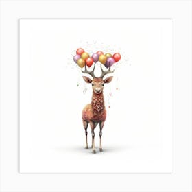 Deer With Balloons 9 Art Print