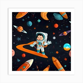 Animated Cartoon Character In Space Art Print