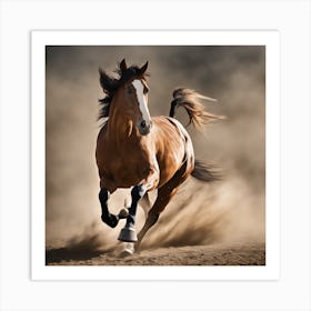 Horse Running In The Dust Art Print