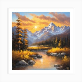 Sunset In The Mountains 3 Art Print