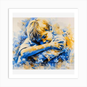 Boy In Blue And Yellow Art Print