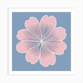 A White And Pink Flower In Minimalist Style Square Composition 496 Art Print