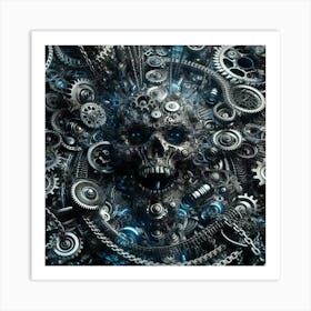 Skull With Gears Art Print