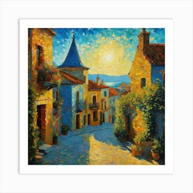 Sunset In A Village fuh Art Print