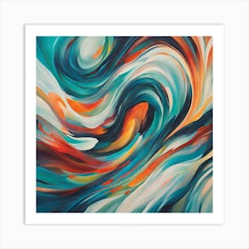 Fluid Momentum Abstract Symphony In Cool Hues Art Print