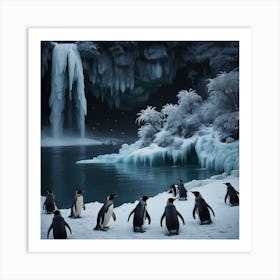 Penguins In The Snow Art Print