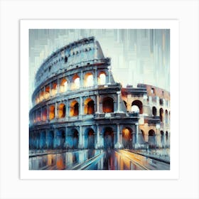 Brush Painting Colosseum In Italy 1 Art Print