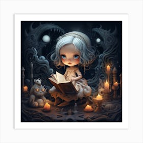 Little Girl Reading A Book Art Print