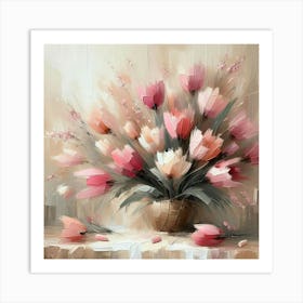 Abstract of pink tulips Art Print