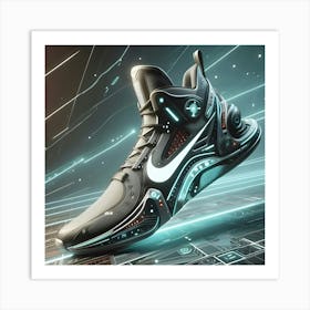 Futuristic Nike Sneaker, Digital Art, 3d Render 1 Art Print