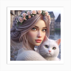 Queen With Cat Art Print