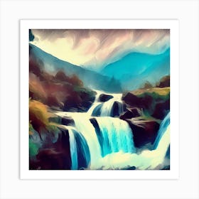 Waterfall Painting Art Print