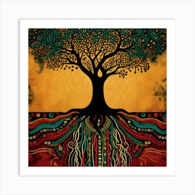 Tree In Africa With Deep Roots Black History Art Print
