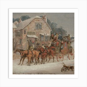 Horse Drawn Carriage In The Snow Art Print