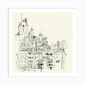 Benmurphy1984 53666 A Line Drawing Of A City Scene Drawn By Bas 4265d66c 5453 41c9 96e7 5b4e35a23e2b Art Print