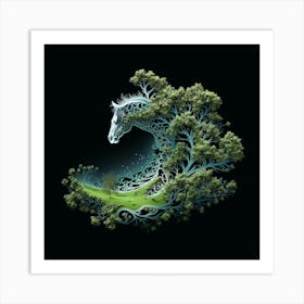 Enchanting Equine: Nature's Silhouette Art Print