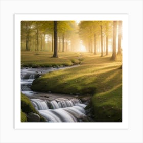 Morning sunrise in the forest Art Print