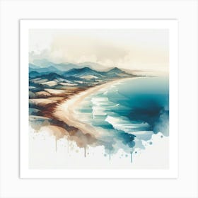 Watercolor Of A Beach Art Print