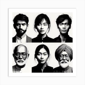 Portrait Of Asian People Art Print