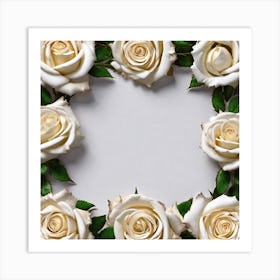 White Roses Frame 6 Art Print