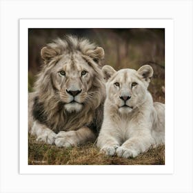 White Lions Art Print