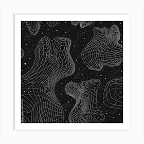 Abstract Space Pattern Deformed Flex Distorted Grid In Space Psychedelic Art Print