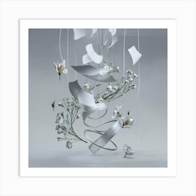 Flowers And Paper Art Print