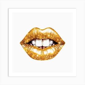 Gold Glitter Lips Art Print