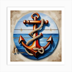 Ship anchor, Ropes, Oil painting 1 Art Print