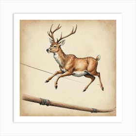 Deer Jumping Rope 5 Art Print